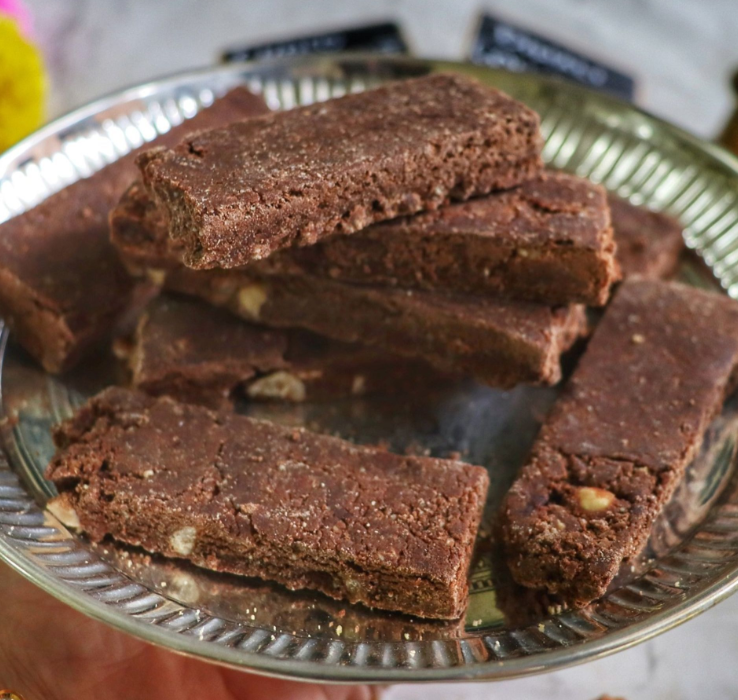Chocolate Hazelnut Mysore Pak - Diwali Special | Sweetened with Molasses and Made with Premium Hazelnuts