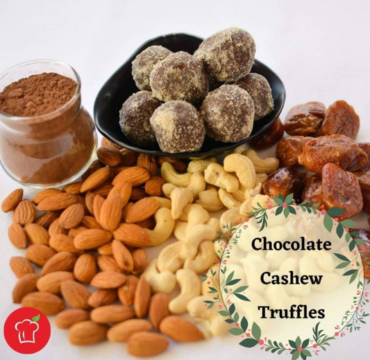 Chocolate and Cashew Truffles | 10 Pcs | Plant-based, Gluten-free & Sugar-free | 20g each